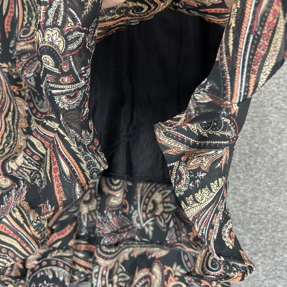 Y2K Positive Attitude Midi Dress Women's 14 Black Paisley Sheer Lined Sleeveless - Picture 5 of 11